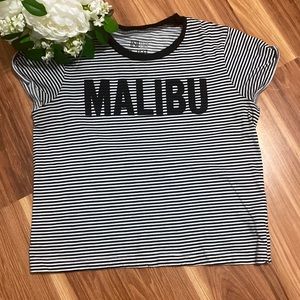 Nollie Striped Malibu Graphic Cropped Tee